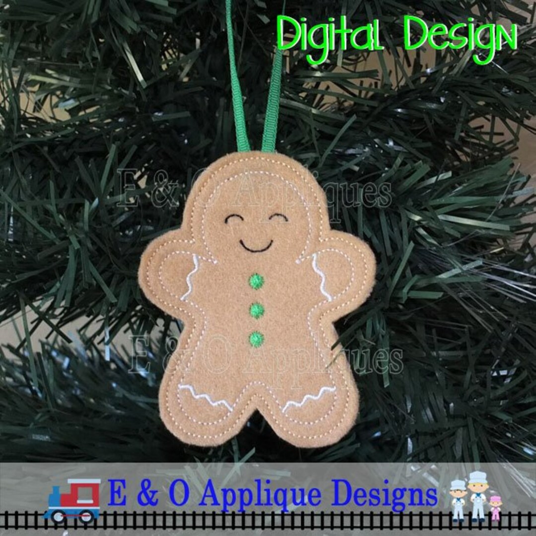 In the Hoop Embroidery Christmas Ornament ITH Gingerbread Boy Ornament ...