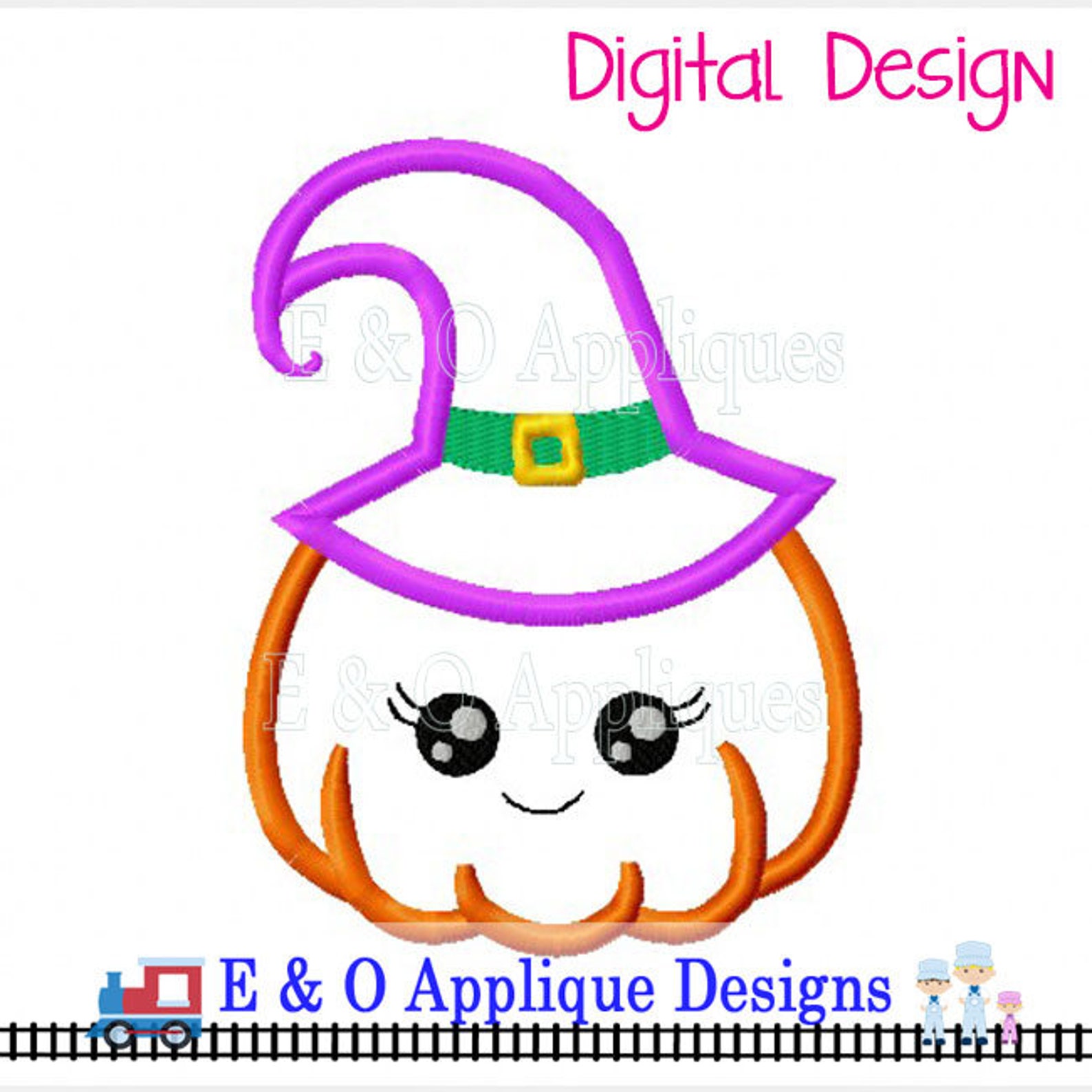 Witch Pumpkin Applique Design Witch Hat Applique Design Etsy