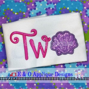 Two Seashell Digital Applique Design - Shell Machine Applique Design - Beach Birthday Applique