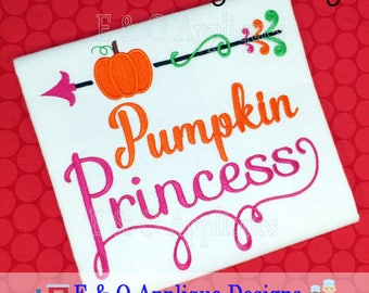 Pumpkin Princess Embroidery Design - Fall Machine Embroidery Design - Halloween Girl Saying - Arrow Design- Digital Design- Instant Download