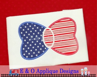 Bow 3 Colore Applique Design - Patriotic Bow Ricamo Applique Design - Bow Machine Applique Design - File scaricabile in 6 dimensioni