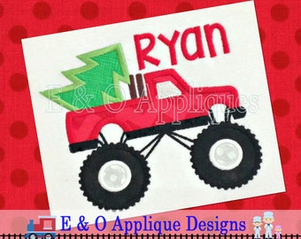 Christmas Tree Monster Truck Applique Design - Digital Design