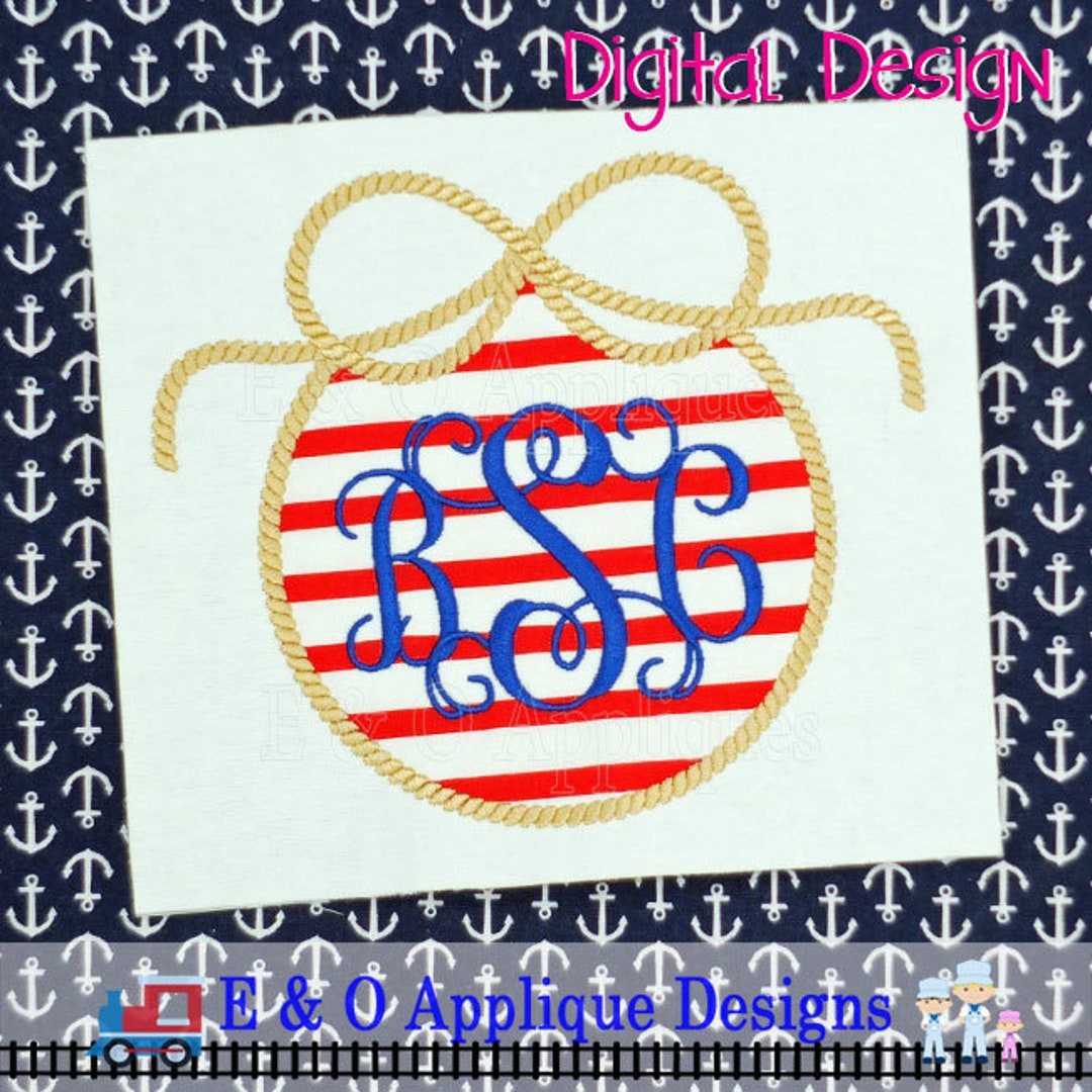 Rope Knot Monogram - Machine Applique - Digital Design - Nautical ...