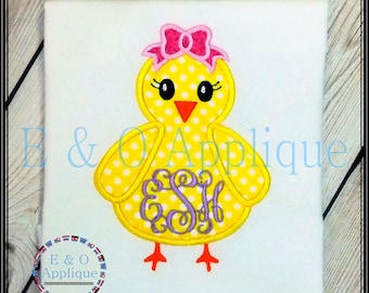 Chick Embroidery Design - Easter Embroidery Design - Easter Girl Chick Applique Design - Easter Chick Applique - Girl Applique Design