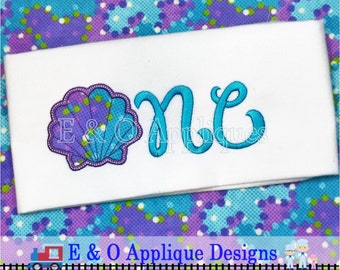 One Seashell Digital Applique Design - Shell Machine Applique Design - Beach First Birthday Applique