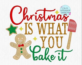 Natale è quello che si forno disegno ricamo dicendo - Natale Baking Ricamo Design - Kitchen Towel Ricamo - Download digitale