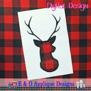 Deer Head Applique Embroidery Design - Deer Head Silhouette Applique Embroidery File - Digital Design - Instant Download