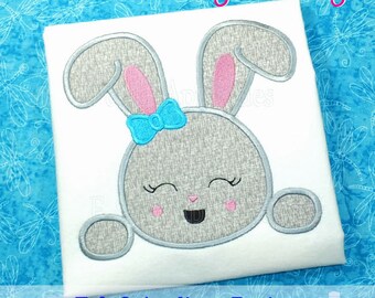 Bunny Peeker Applique Design - Easter Applique Design - Bunny Applique Design - Easter Embroidery Design - Digital Design - Hooded Towel