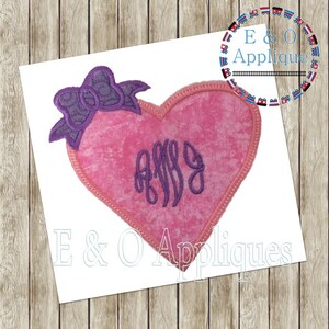 Heart Embroidery Design - Heart Bow Applique Design - Heart Applique Design - Valentines Day Applique - Valentines Day Embroidery Design