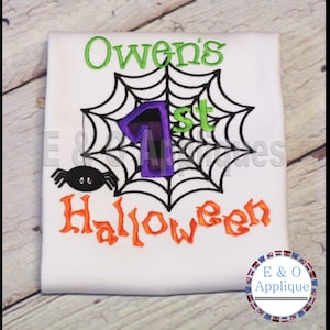 1st Halloween Spiderweb Applique Design - Embroidery Design - Halloween Applique Design - Spider Applique Design