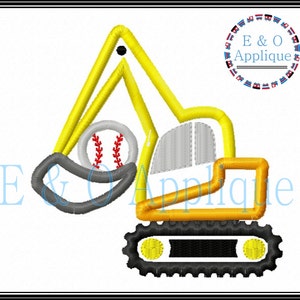Digger Baseball Applique Design - Construction Embroidery design - Baseball Applique Design - Machine Embroidery Design
