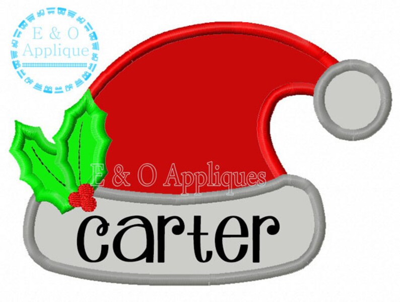 Santa Hat Applique Design Christmas Santa Hat Embroidery Design Digital Design Instant Download image 1