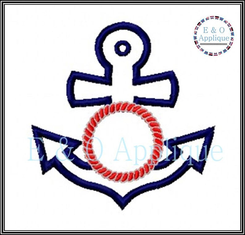 Anchor Monogram Applique Design Nautical Embroidery Design Etsy