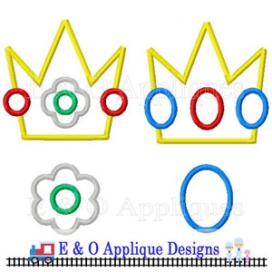 Princess Crown en Gem digitale ontwerp - Prinses Peach - prinses Daisy-Mario Bros geïnspireerd Design stoffen