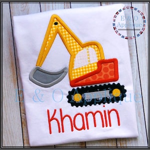 Excavator Digger Applique Design - Construction Embroidery Design - Digital Design