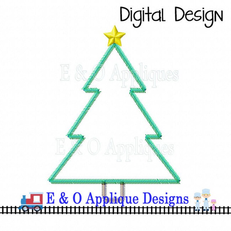 Christmas Tree Zig Zag Applique Design Christmas Embroidery | Etsy