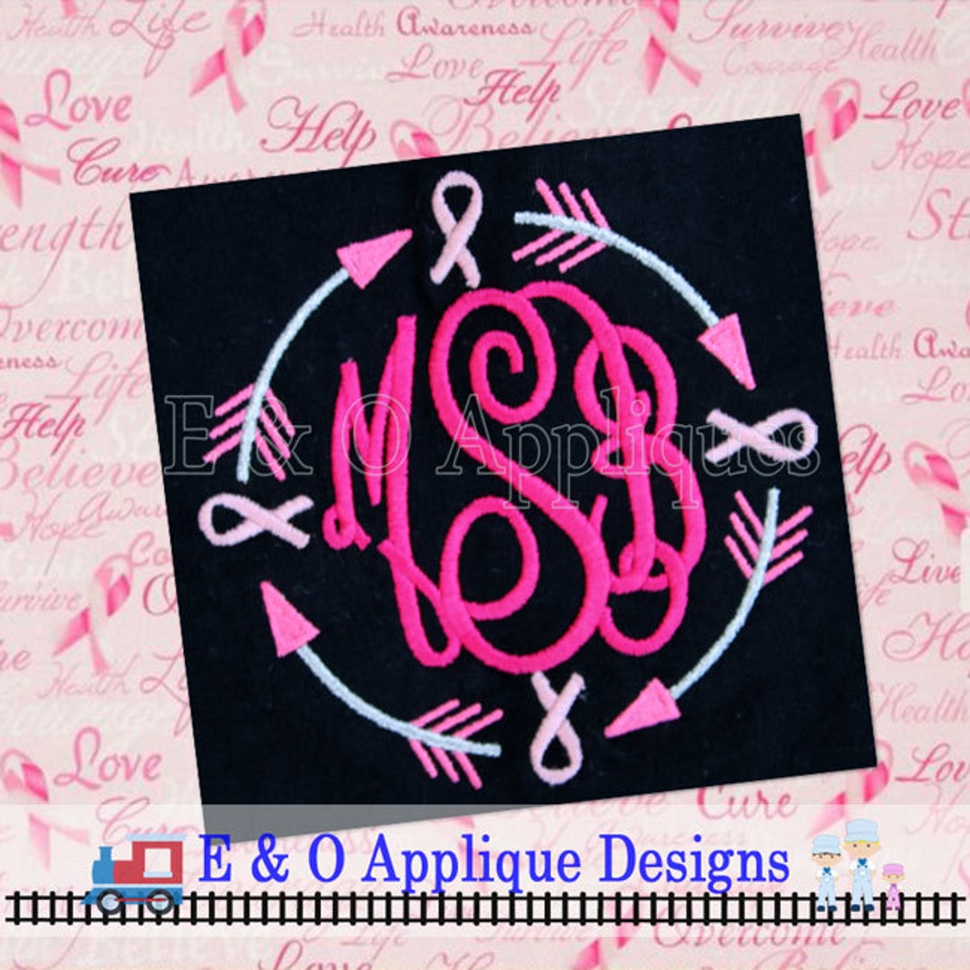 Arrow Cancer Ribbon Embroidery Design - Ribbon Monogram Machine ...