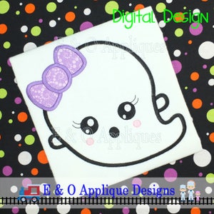 Girl Ghost Applique Design - Halloween Embroidery Design - Ghost Embroidery Design - Halloween Applique - Digital Design - Kawaii Embroidery