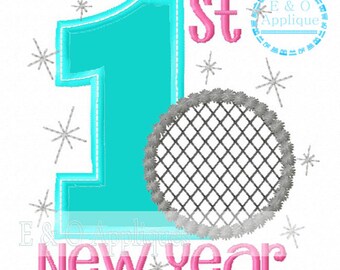 1st New Year Applique Design - 1st New Year Embroidery Design - New Years Applique Design - New Years Embroidery - New Year's Ball Applique