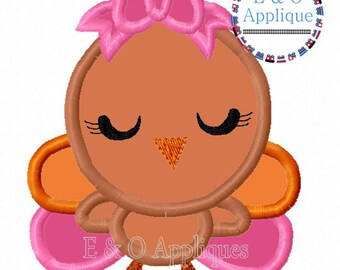 Turkey Girl Applique Design - Thanksgiving Applique Design - Turkey Applique Design - Thanksgiving Applique Design