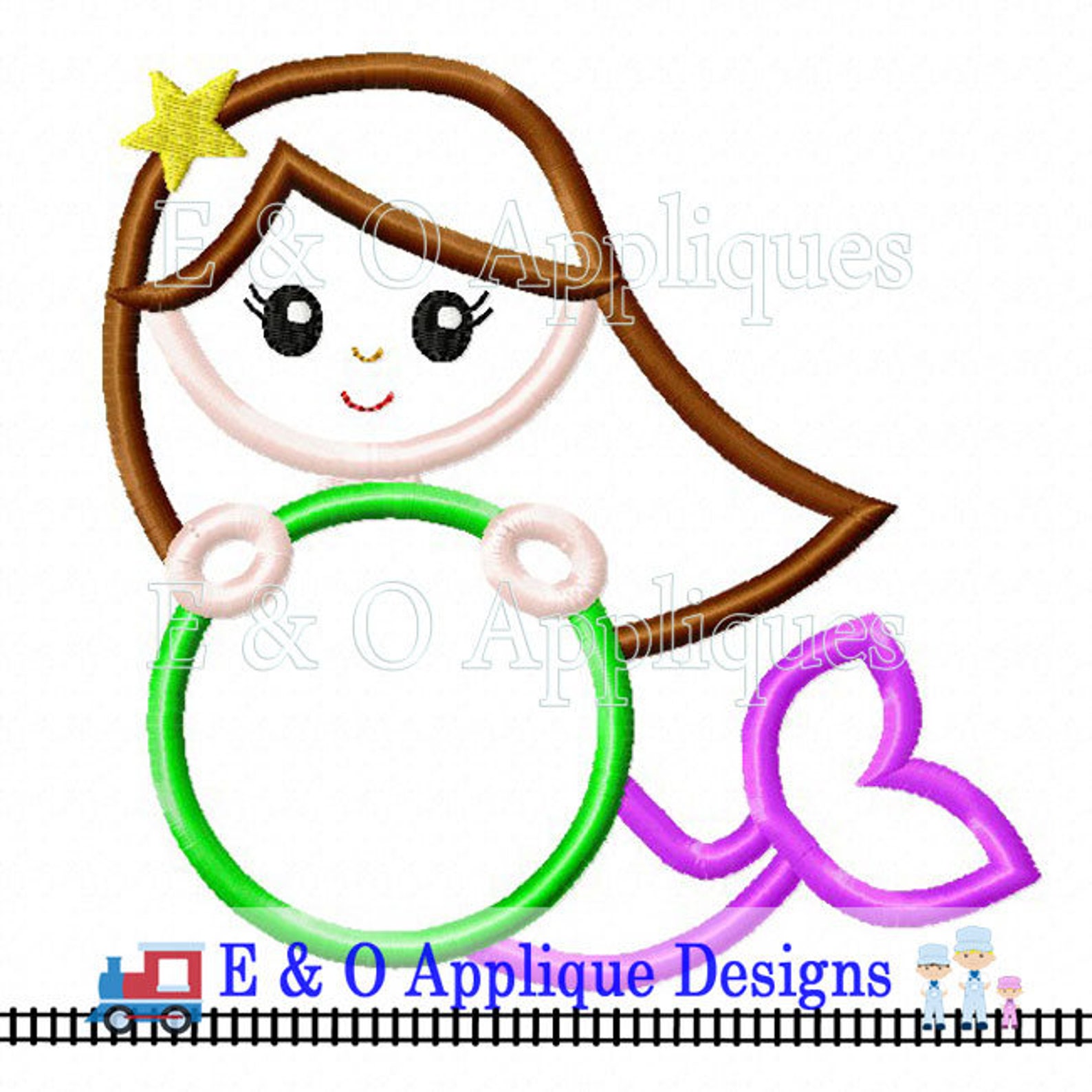 Mermaid Monogram Applique Design - Mermaid Applique Design - Mermaid ...
