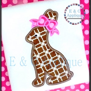 Easter Bunny Applique Design -Chocolate Girl Bunny Embroidery -Machine Embroidery-Machine Applique -Digital Design -Instant Download -Easter