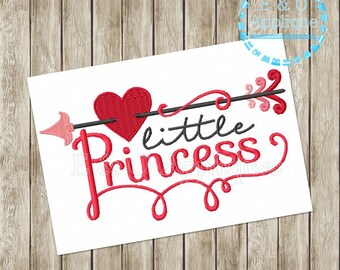 Little Princess Embroidery Design - Princess Embroidery Design - Valentine Embroidery Design - Arrow Embroidery Design