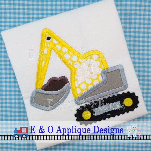 Digger Dirt Applique Design - Digger Applique Design - Construction Applique Design - Digger Embroidery Design - Backhoe Applique Design