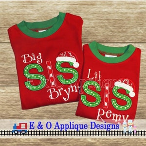 Santa Hat Big Sister Little Sister Applique Design Set - Digital Design