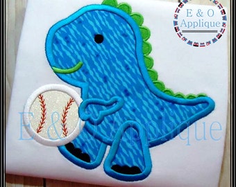 Applique de baseball - dinosaure Applique Design - Dino Applique Design - Baseball broderie Design - broderie Machine - T Rex