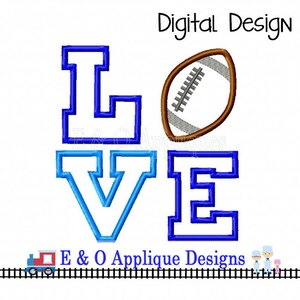 Football Applique Design Love Football Applique Design Football Embroidery Design Sports Applique Sports Embroidery Digital Design image 2