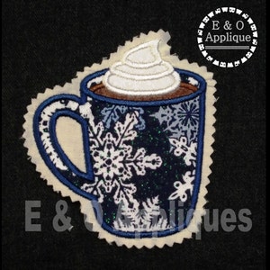 Hot Chocolate Applique Design - Hot Cocoa Mug Embroidery Design - Digital Design - Instant Download