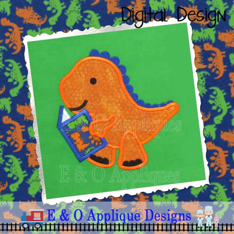 Dinosaur Book Embroidery Design Set Reading Pillow Etsy Australia