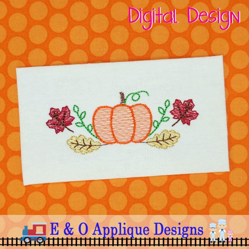 Pumpkin Sketch Embroidery Design, Pumpkin Swash Embroidery Design ...