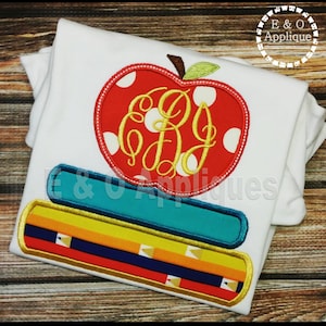 Bücher und Apfel-Applikation - zurück zu Schule Applikation - Apfel Applikation Design - Bücher Applikation Design
