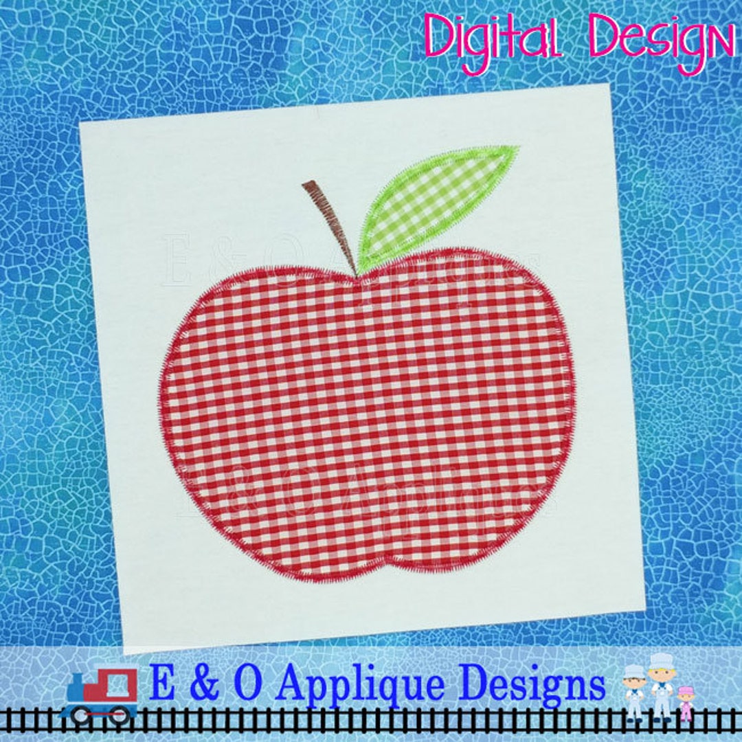 Back to School Apple Applique Design With Vintage Zig Zag Stitch ...