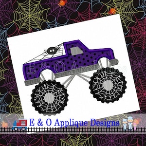 Spiderweb Monster Truck Applique Design- Halloween Truck Applique- Monster Truck Embroidery Design- Digital Design- Instant Download