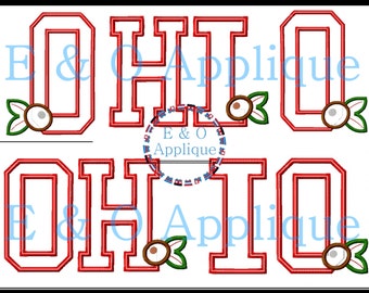 OHIO Buckeye Applique Design Set Straight - Ohio State Applique Design - Buckeye Family Applique Design