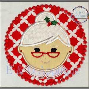 Frau Claus Applikation Design im Kreis Rahmen - Frau-Klausel Stickmuster - Weihnachten Applikation Design - digitales Design Download