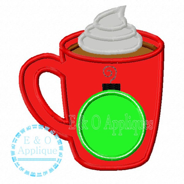 Hot Chocolate Ornament Mug Applique - Hot Chocolate Applique - Mug Applique Design