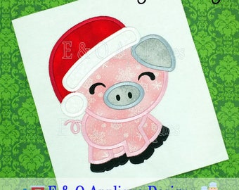 Santa Schwein Applique Design - Weihnachten Stickerei Design - Santa Applique Design - Schwein Applique Design - Weihnachten Applikation Design