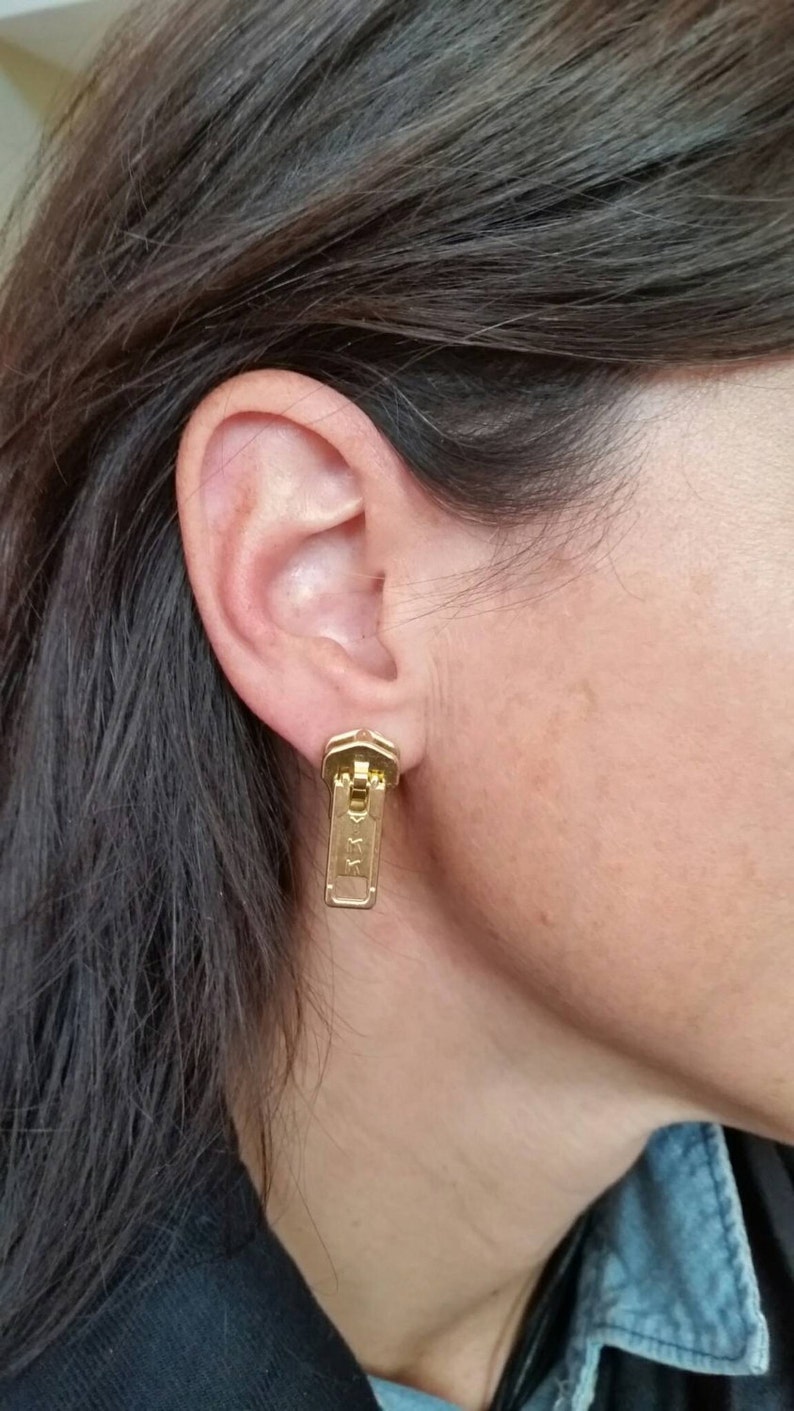 Zipper Earrings, Zipper Pull, Punk Earrings, Men's Earrings, Upcycled