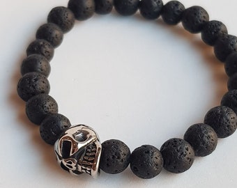 Mens skull bracelet, Beadead Bracelets, Gemstone Bracelet, stretch bracelet, bracelet homme, bracelet for men, men braceletes, bohemian