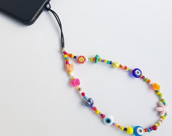 encanto del teléfono con cuentas, correa del teléfono, accesorio del teléfono, cadena del teléfono, cadena del teléfono celular, joyería del cordón del teléfono, cadena de la correa del teléfono, regalo de Navidad