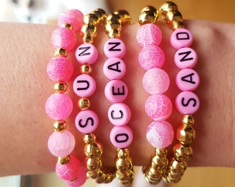 word bracelet, Custom Name Bracelet, Friendship Bracelet, Personalized Bracelet, Custom Word Bracelet, beaded, stretch, stackable, name