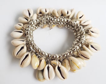 bohemian cowrie shell bracelet stack, summer bracelet set, stretch bracelet set, womans gift, beach funny jewelry, pulseiras de verão, boho