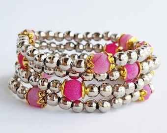 charm bracelete - Stacking bracelets - simple jewelry - silver bracelets - stretch bracelets - fancy jewelry - for her him -beaded bracelets