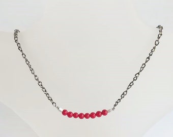 Délicat collier, collier simple, collier rouge, bijoux délicats, délicat collier, chaîne simple, bijoux minimal, fine chaîne, simple en argent