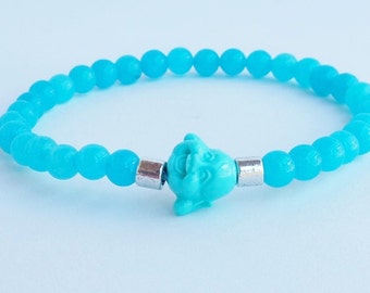 Men bracelet - energy bracelet - beaded bracelets - yoga bracelet - blue bracelet - stretch bracelet - stone bead - blue buddha - boyfriend