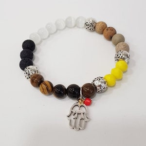 hamsa jewelry, gift for her, stone bracelet, bead bracelet woman, elastic bracelet, stretch bracelet, wrist, girlfriend gift, gemstone boho